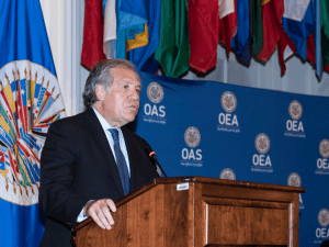 Luis Almagro, OAS, discussing LatAm bank cybersecurity