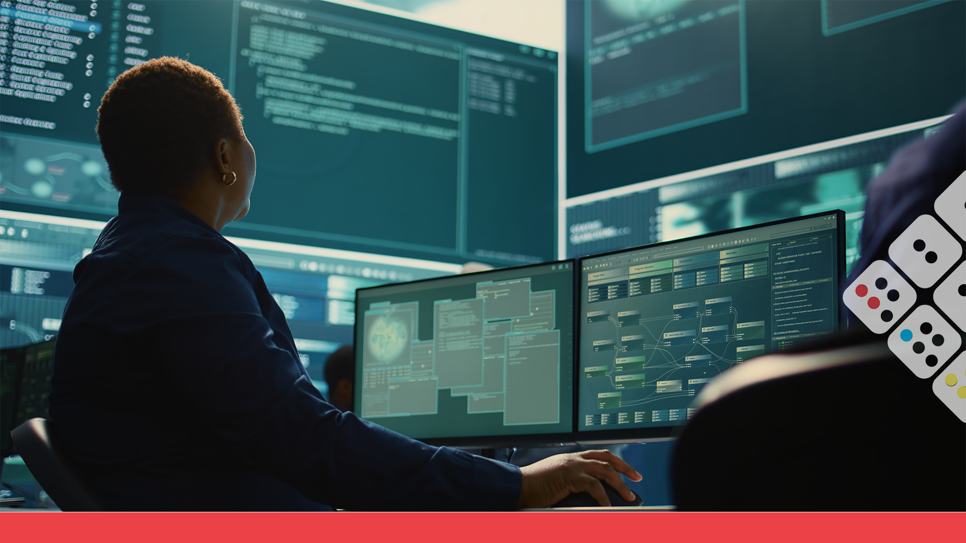 Programadora viento monitores con señales de ataque.